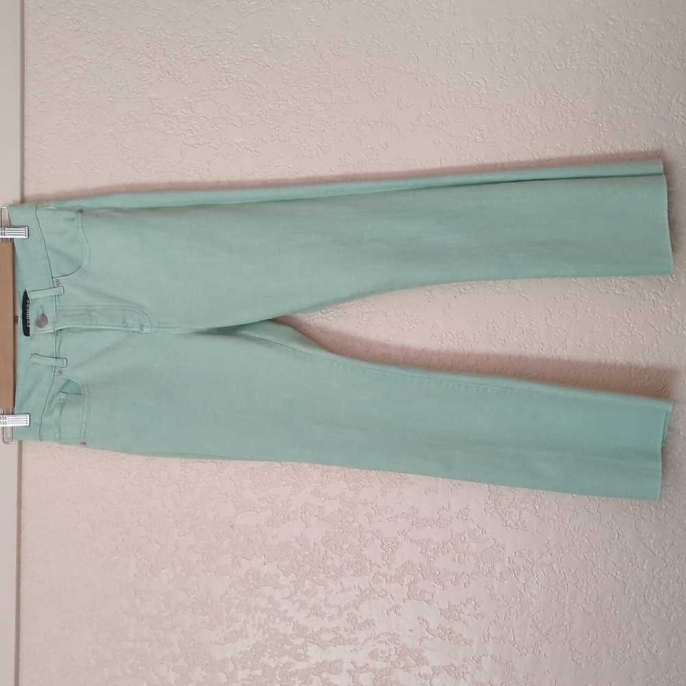 Express Mint Denim Perfect Cropped Flare High Rise Denim Size 4